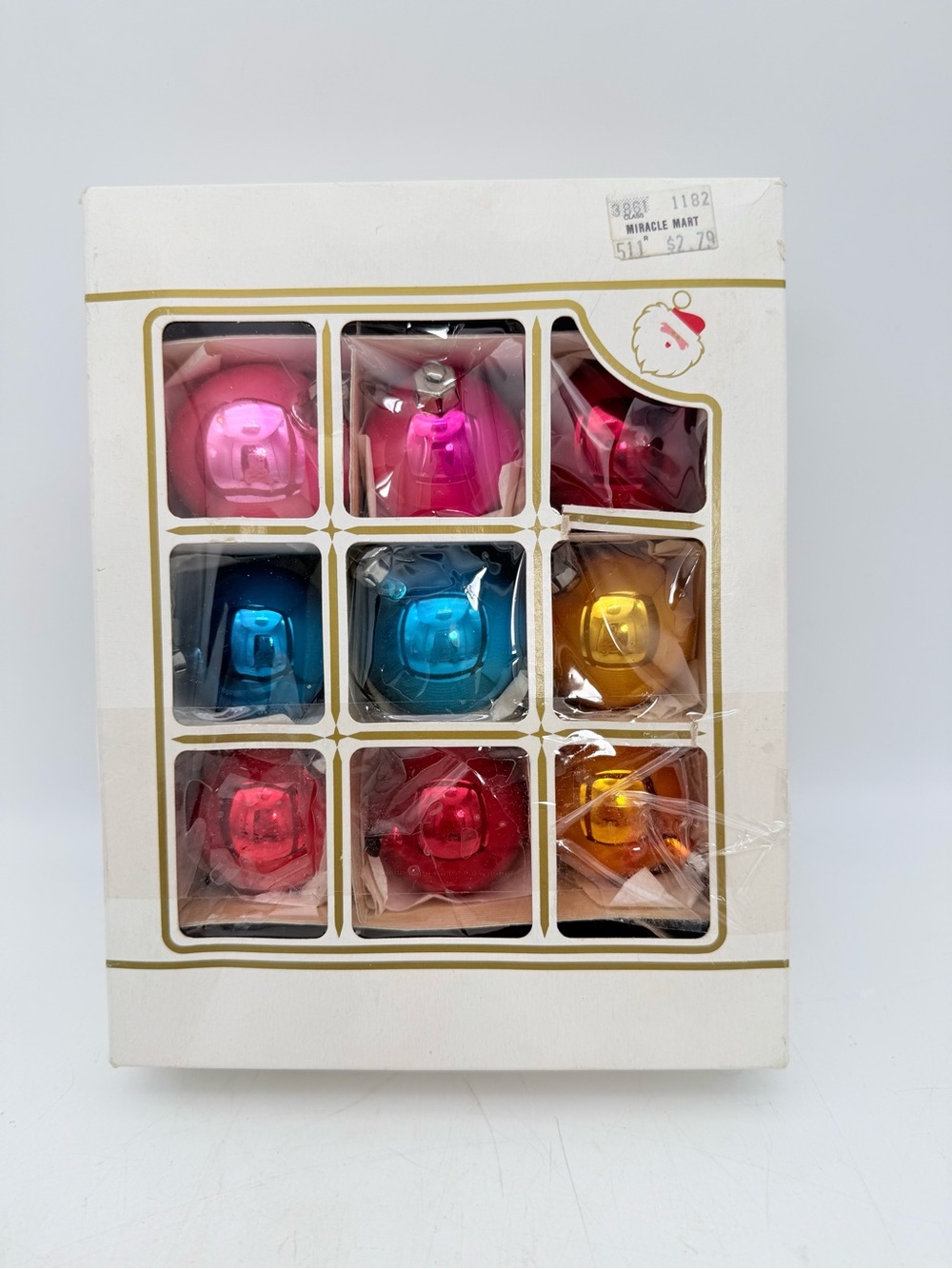 Vintage Assorted glass Ornament Balls - Pink, Blue, Gold, Red- Xmas tree decor
